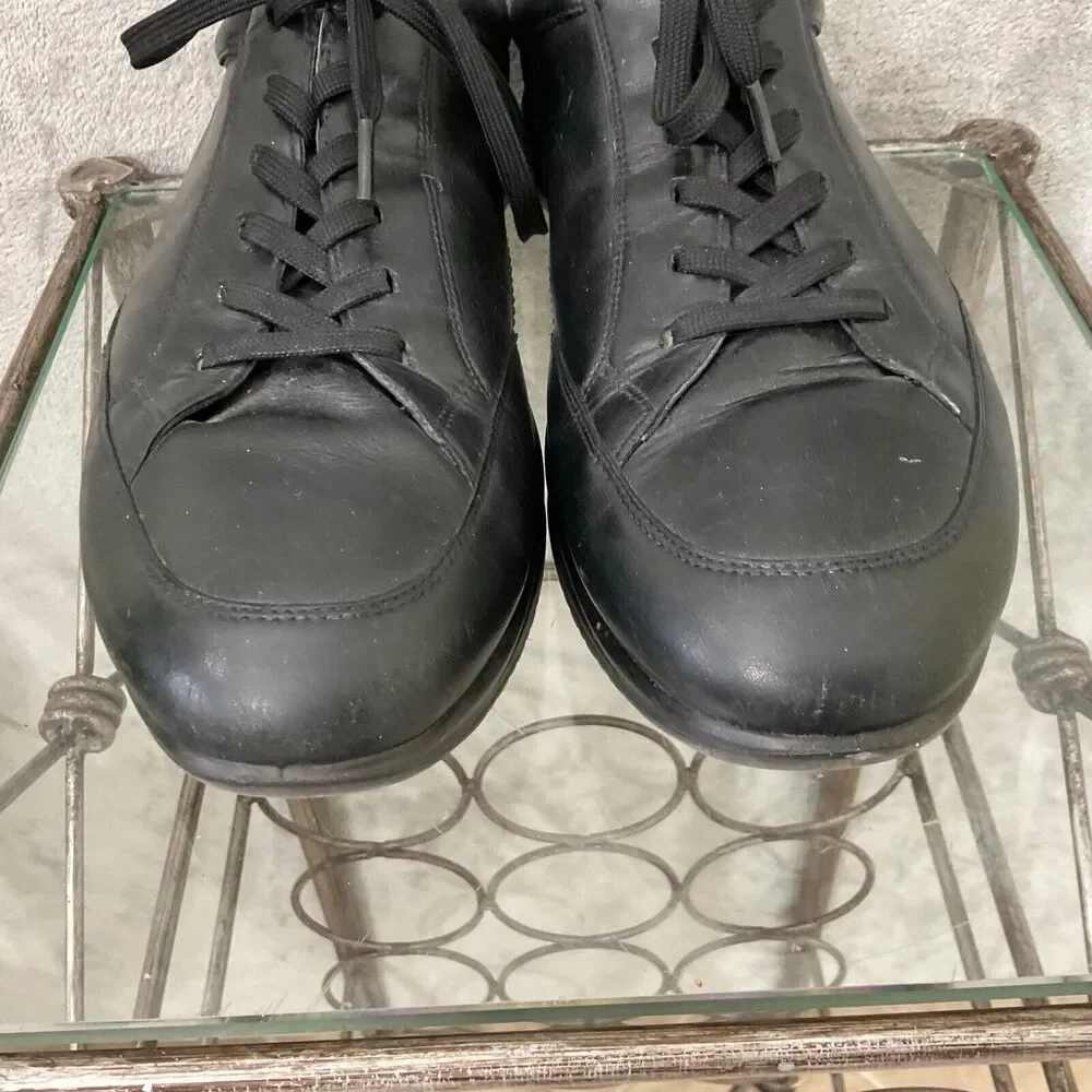 Ecco Shoes Casual Sneakers Men Sz. 46/US sz. 13 Black Leather Lace Up Oxfords